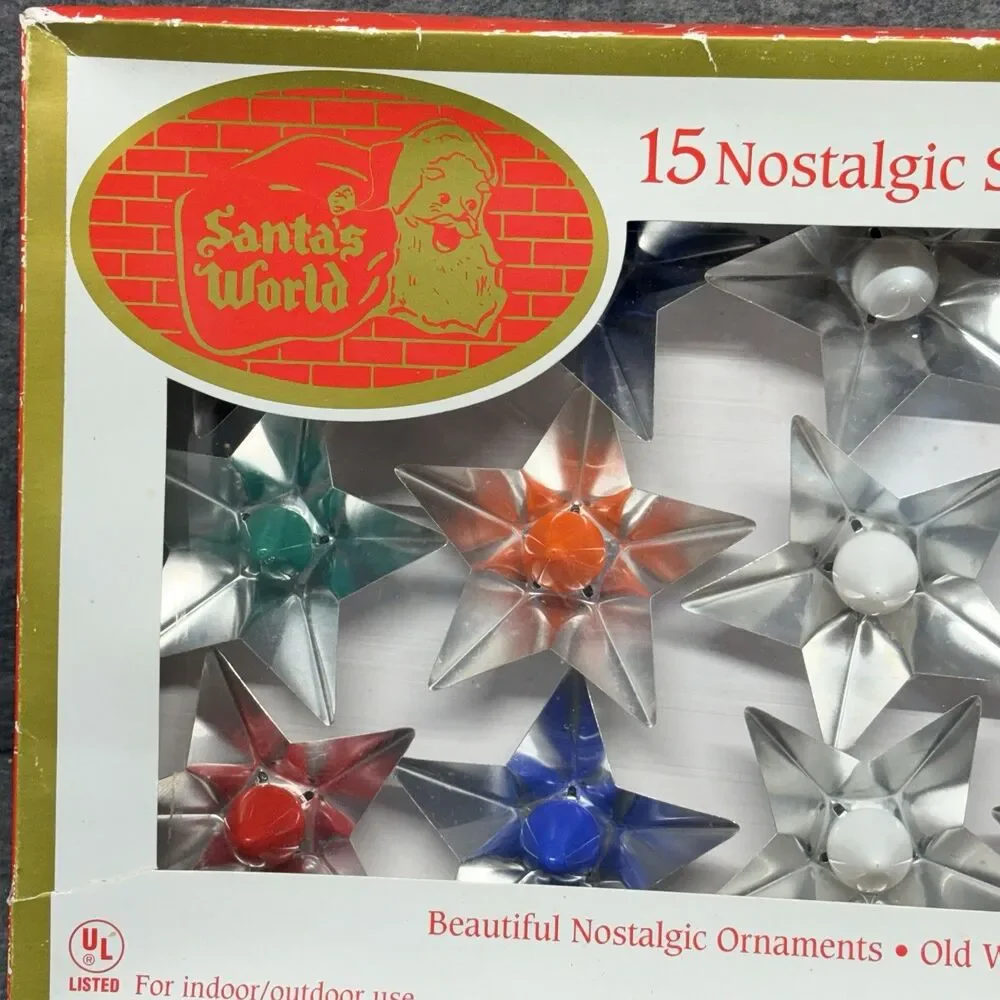 NOS 2 Kurt S Adler 15 Nostalgic Star Reflector Light Set In Box.